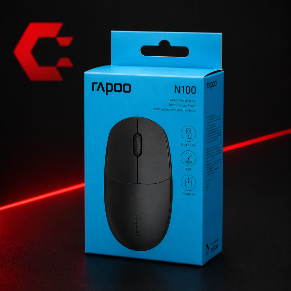 RAPOO N100 OPTICAL MOUSE | 3 YEARS WARRANTY